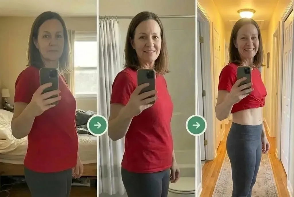 Sarahs Ergebnisse nach 3 Monaten mit Nighttime Burn – vorher und nachher